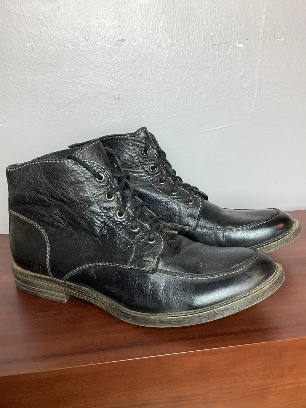 Men's Bed Stu Black Leather Lace-Up Ankle Boots Size 10.5